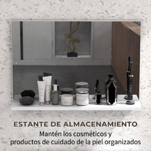 Espejo de Baño con Estante Abierto, Espejo de Pared, Estilo Moderno, para Entrada, Pasillo, 60x12x40 cm, Blanco