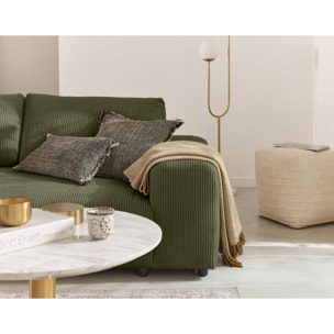 Garance - canapé droit 3 places - en velours côtelé - Vert