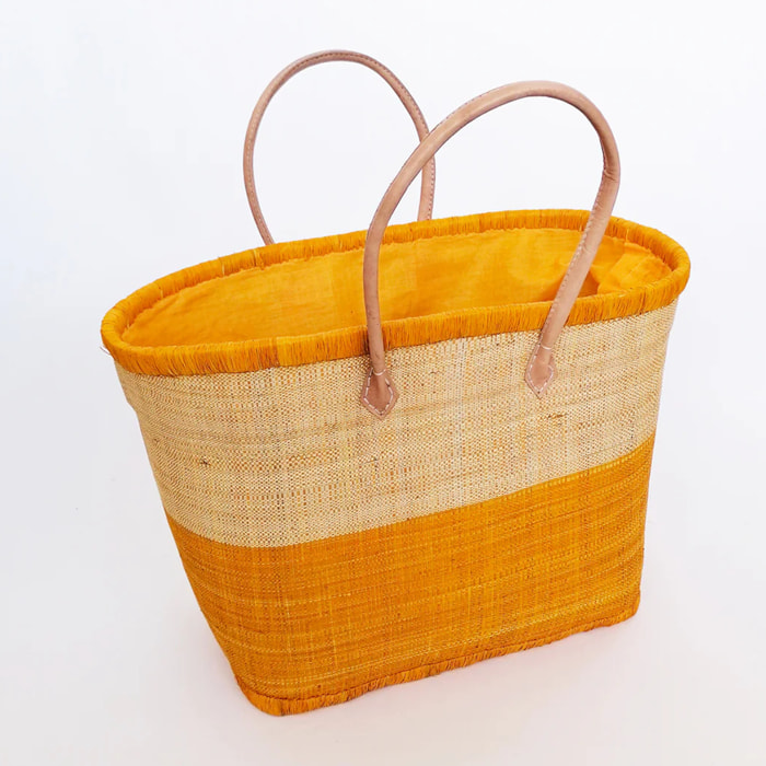 Panier artisanal de Madagascar - Ivato GM Safran avec pochon