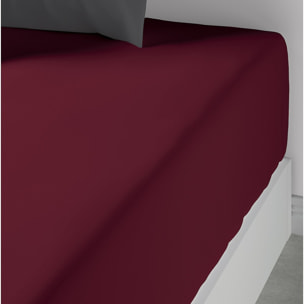 Drap Housse Coton 57fils Uni - Bonnet 35cm Grenat