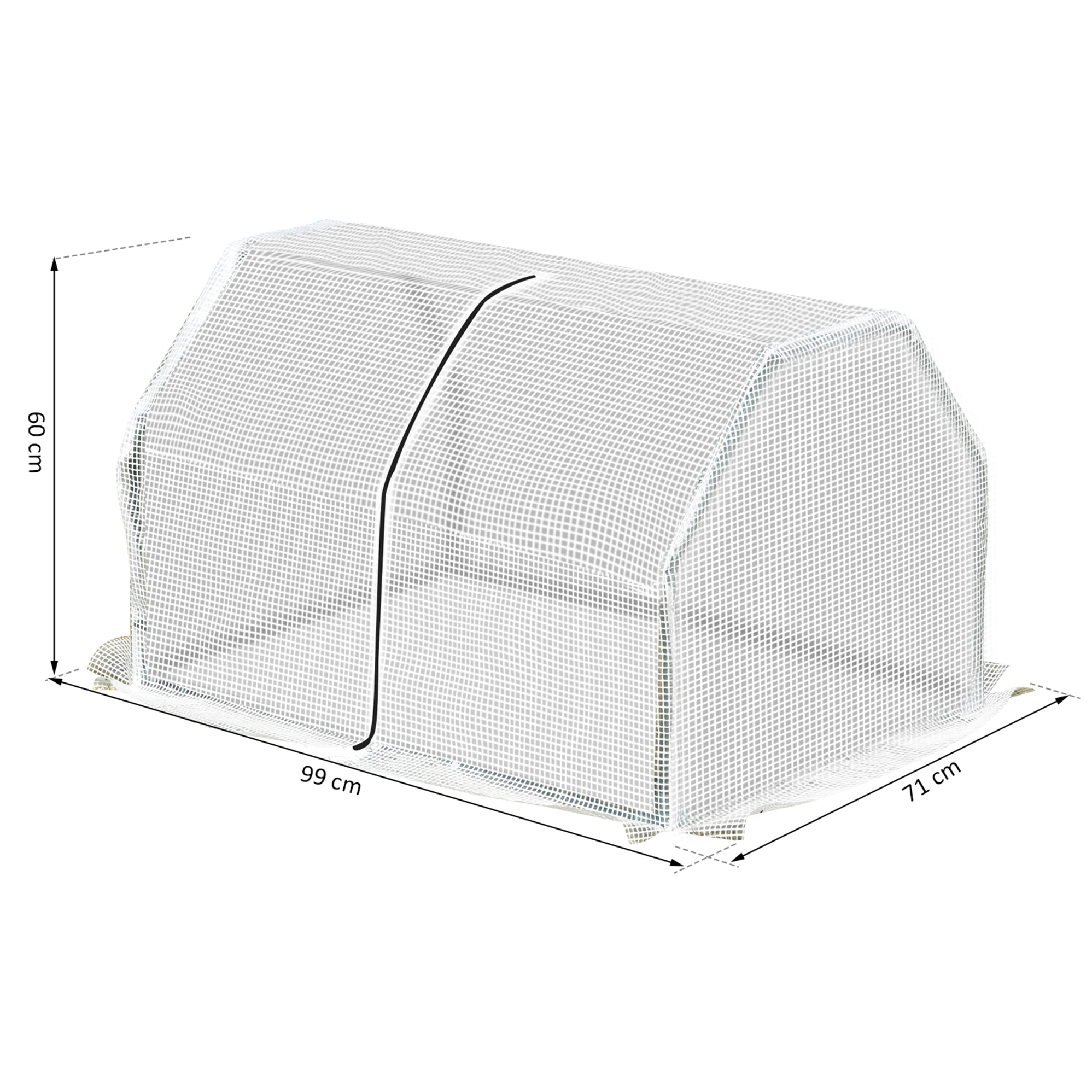 Invernadero de Terraza 100x70x60 cm Vivero Casero Pequeño de Jardín con Cremallera para Cultivos Plantas Flores Marco de Acero Cubierta de PE Blanco