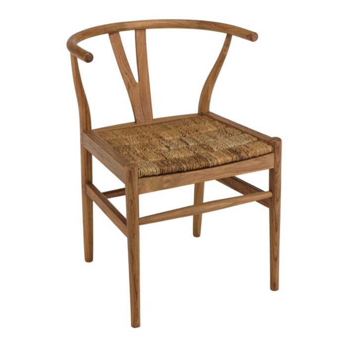 SIXTINE - Chaise marron en bois de teck recyclé dossier arrondi
