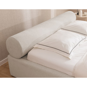 Billy - lit coffre - 140x190 cm - en tissu texturé - sommier inclus - Gris clair