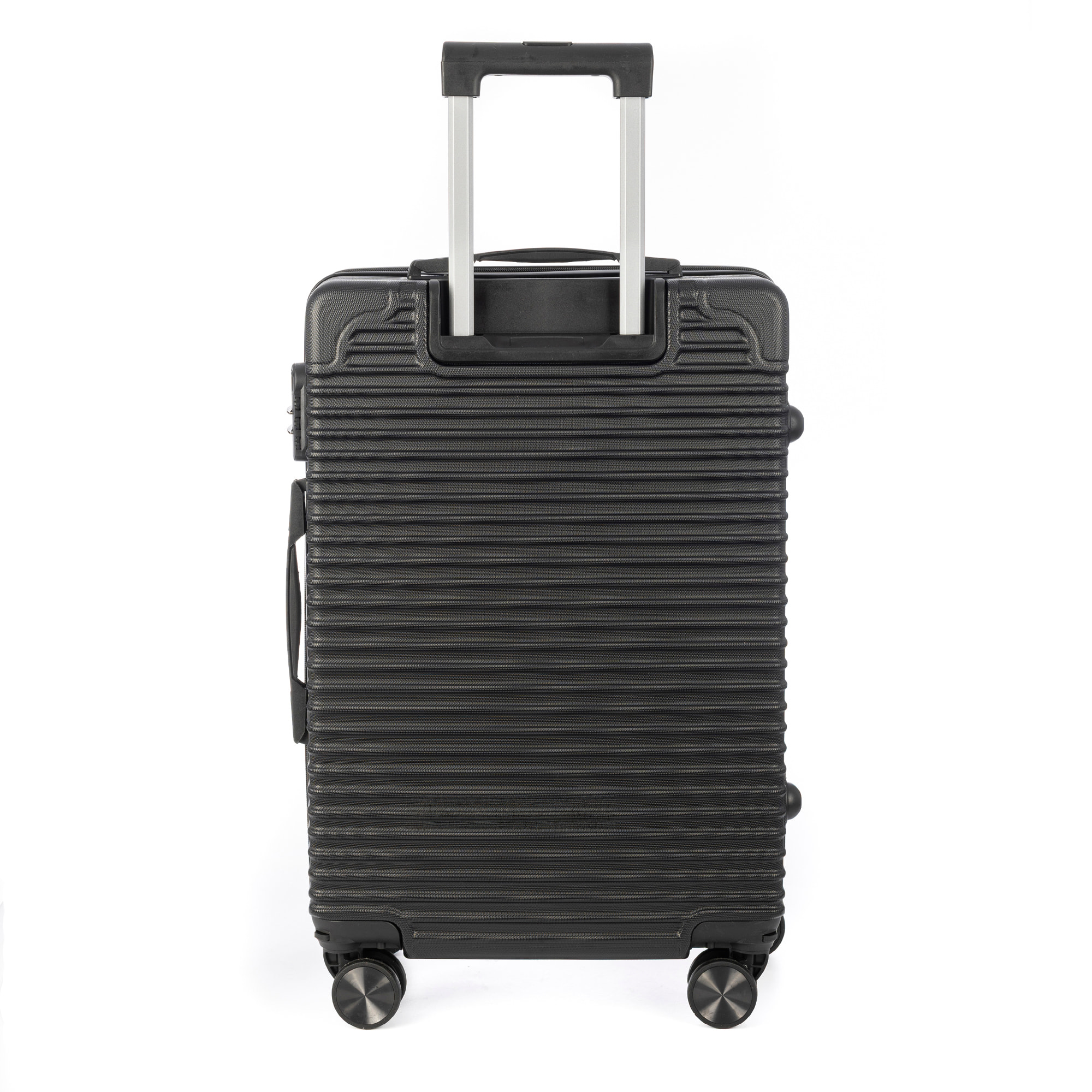 DAM Valigia da cabina Trolley in materiale leggero di ABS ad alta resistenza con angoli rinforzati. Serratura numerica e 4 ruote doppie estraibili e girevoli a 360°. 43x24x61 Cm. Colore: Nero