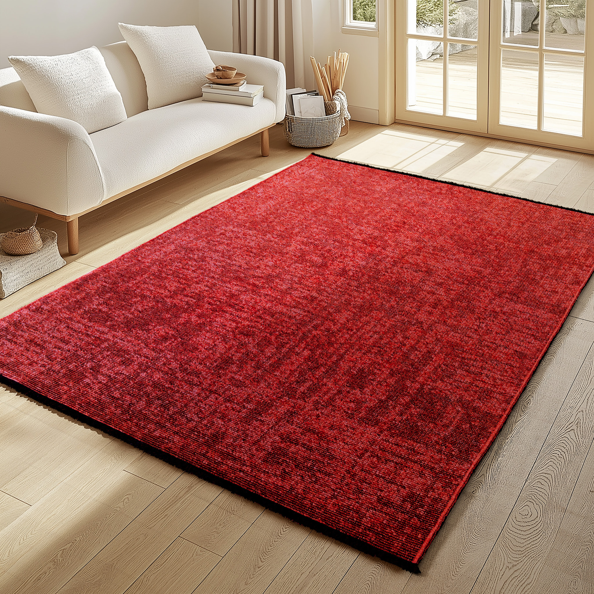MIRA - Tapis de salon rouge au design abstrait