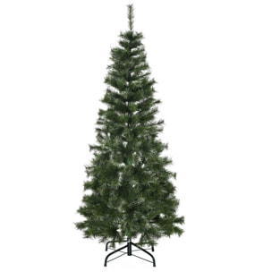 HOMCOM Árbol de Navidad Artificial 150 cm Ignífugo con 367 Ramas Hojas de PVC Apertura Automática Base Plegable y Soporte Metálico Decoración Navideña para Interiores Verde