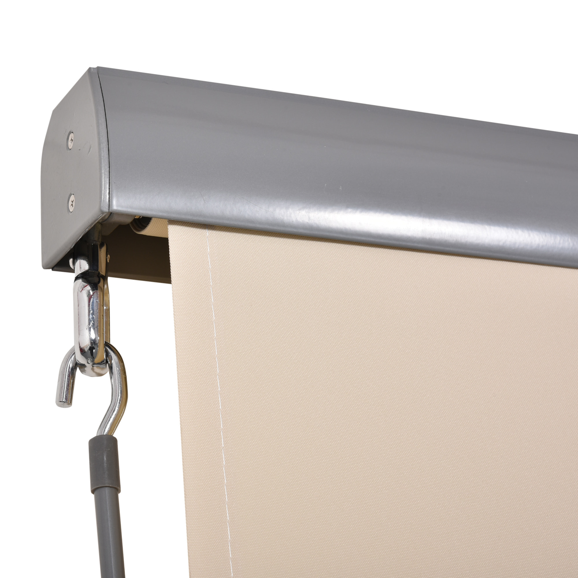Store extérieur enrouleur vertical 1,6L x 2,5H m - manivelle - alu polyester haute densité 280 g/m² anti-UV50+ beige
