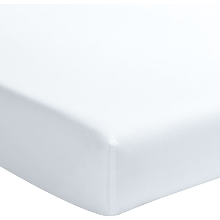 Drap housse percale de coton blanc nuage