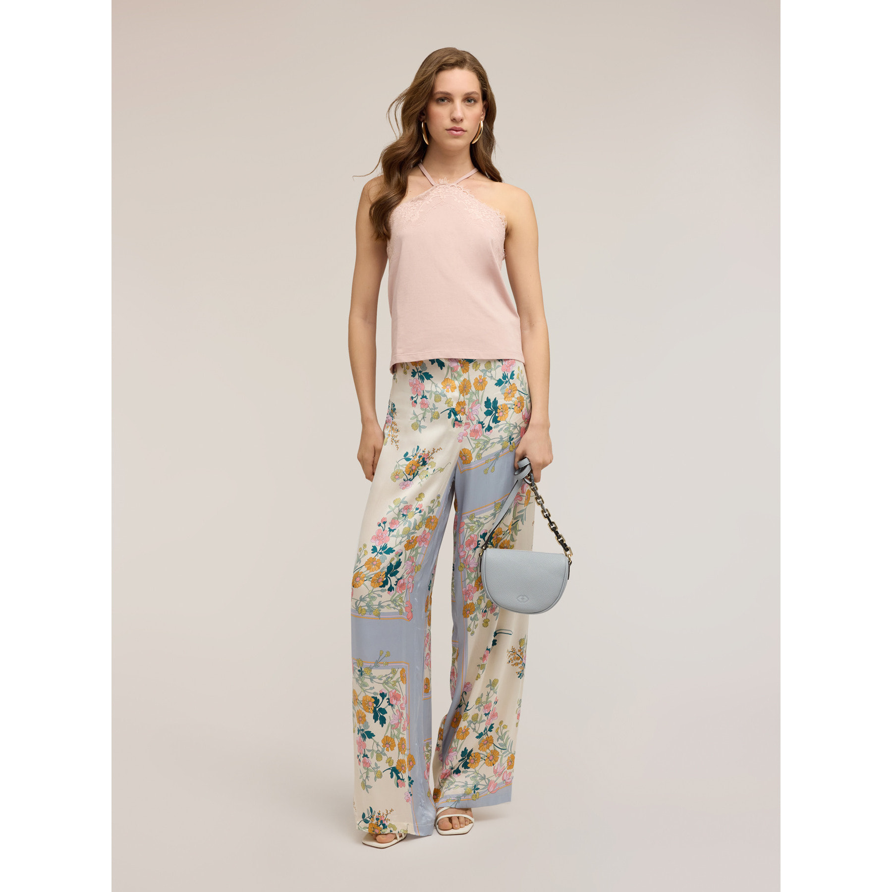 Motivi - Top halter neck con inserti in pizzo - Rosa