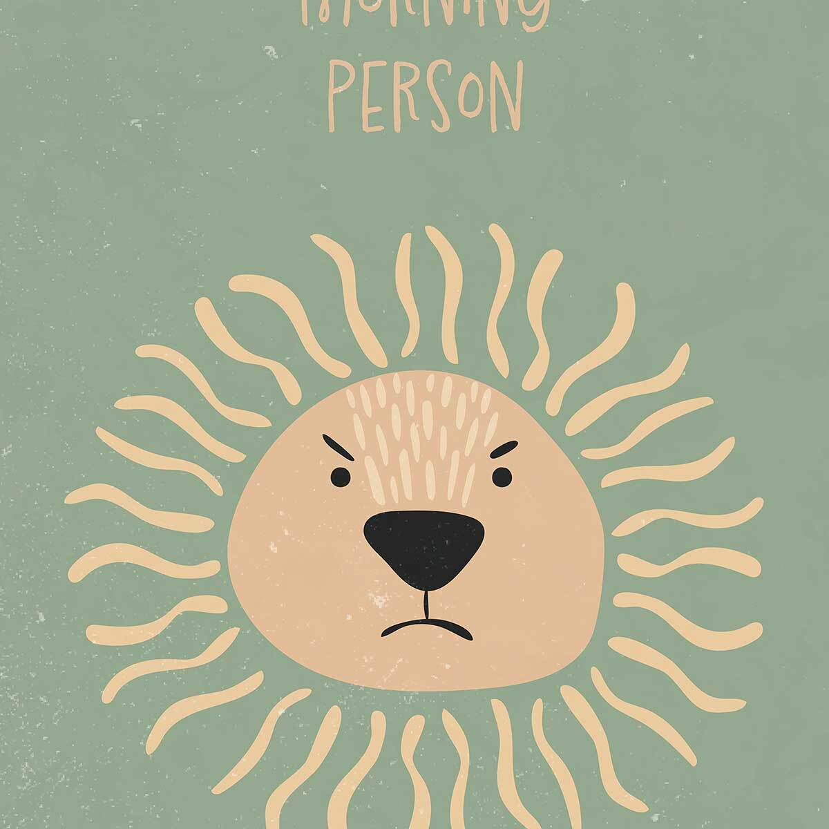 Affiche enfant lion Affiche + cadre en bois - Noir