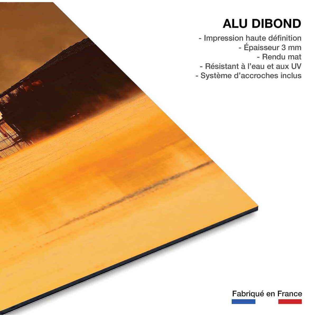 Tableau nature héron sur l'étang blanc  Tableau alu Dibond