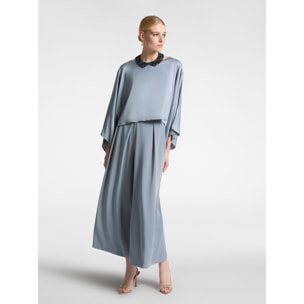 Elena Mirò - Pantaloni ampi cropped con pieghe - Grigio
