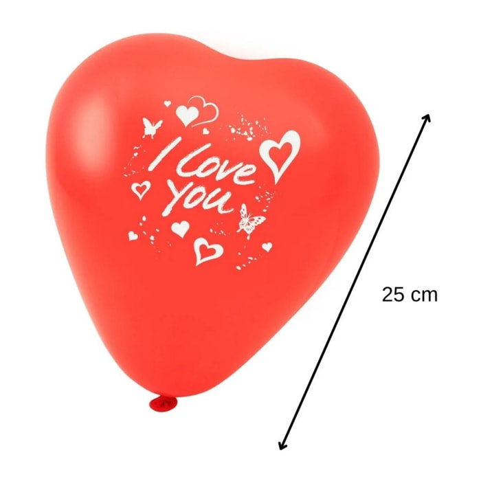 Lot de 5 ballons de baudruche cœur rouge avec inscription Fackelmann Eco Friendly