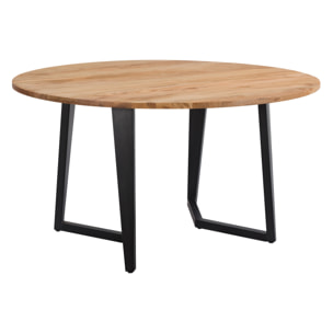 Table ronde Moorea  8 personnes en bois et métal 140 cm