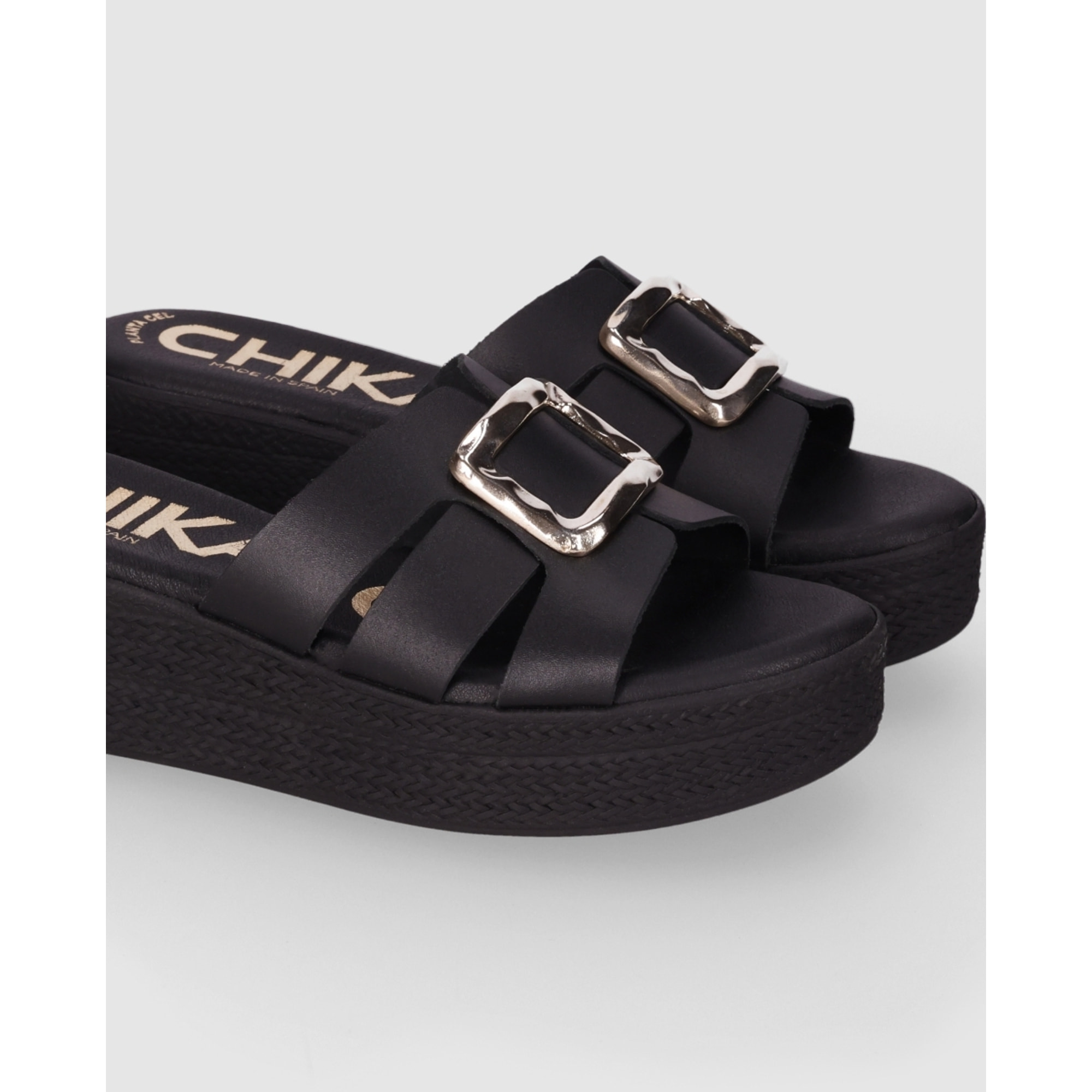 Sandalias de Piel - Negro - Tacón: 5 cm