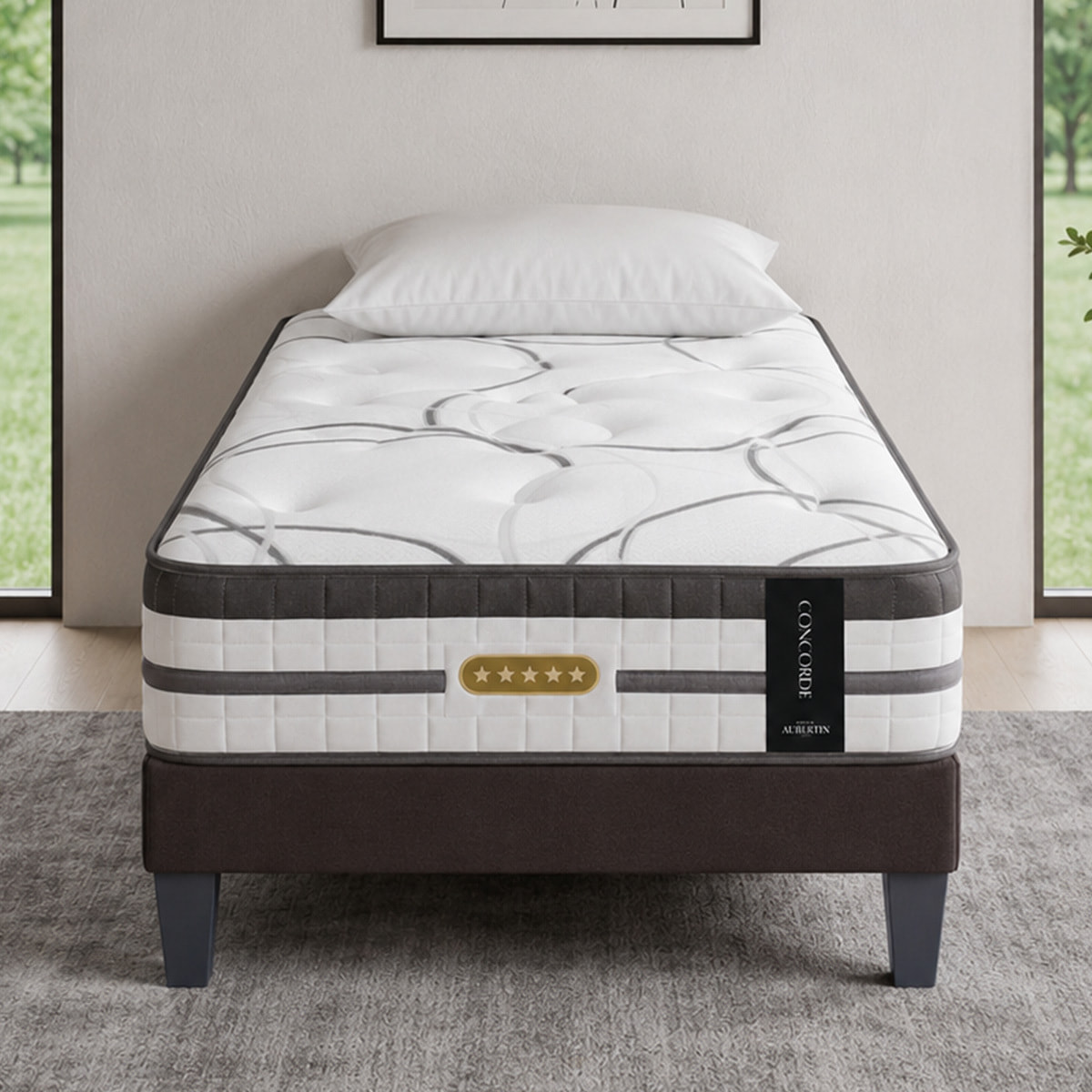Matelas Hybride Concorde, Ressorts Ensachés & Mémoire de Forme, 26 cm, Soutien Ferme, Confort Lombaire, Garanti 10 ans
