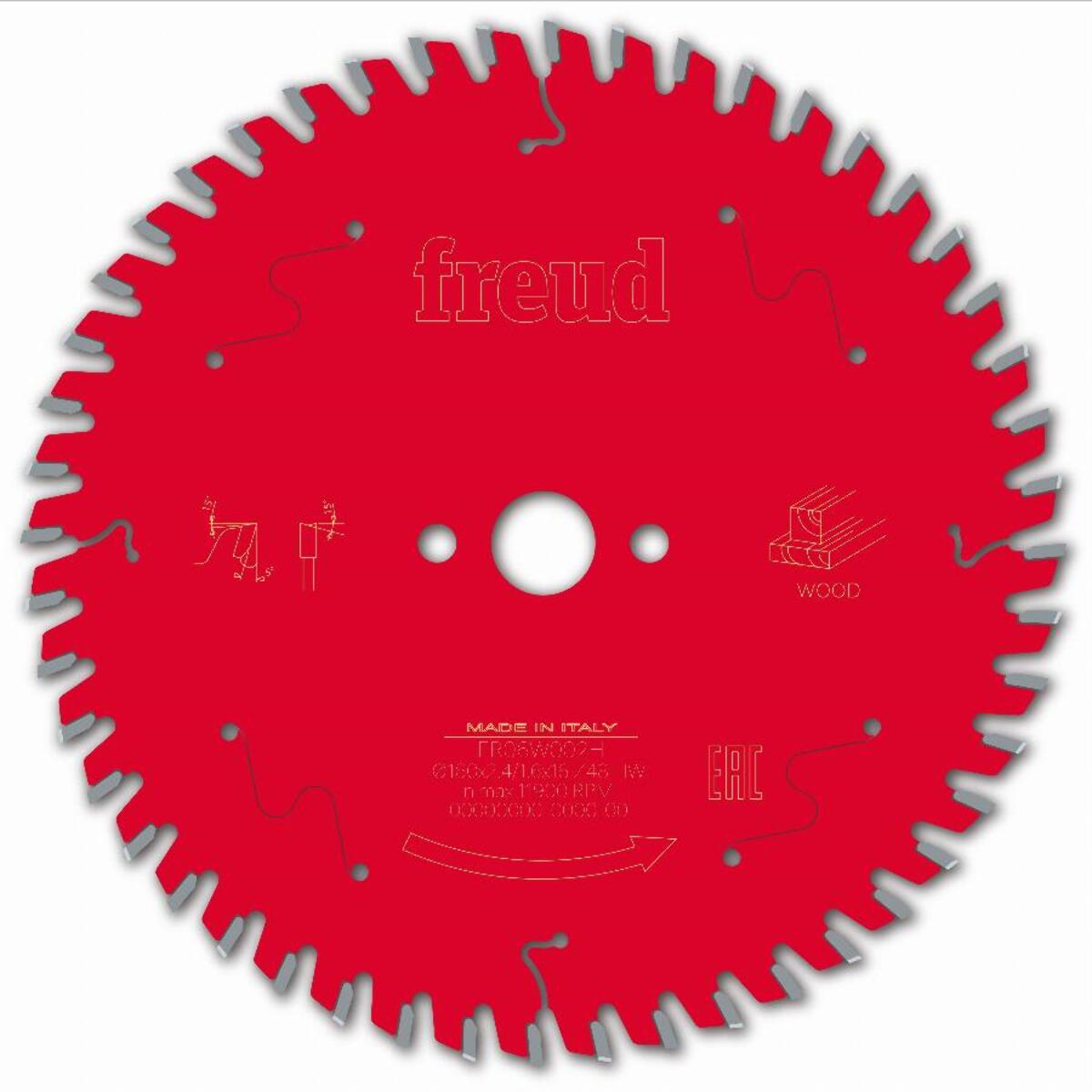 Lame pour scie circulaire portative FREUD - Ø160 2,4/1,6 AL16 Z48 BA 5° - F03FS09674 -FR06W002H