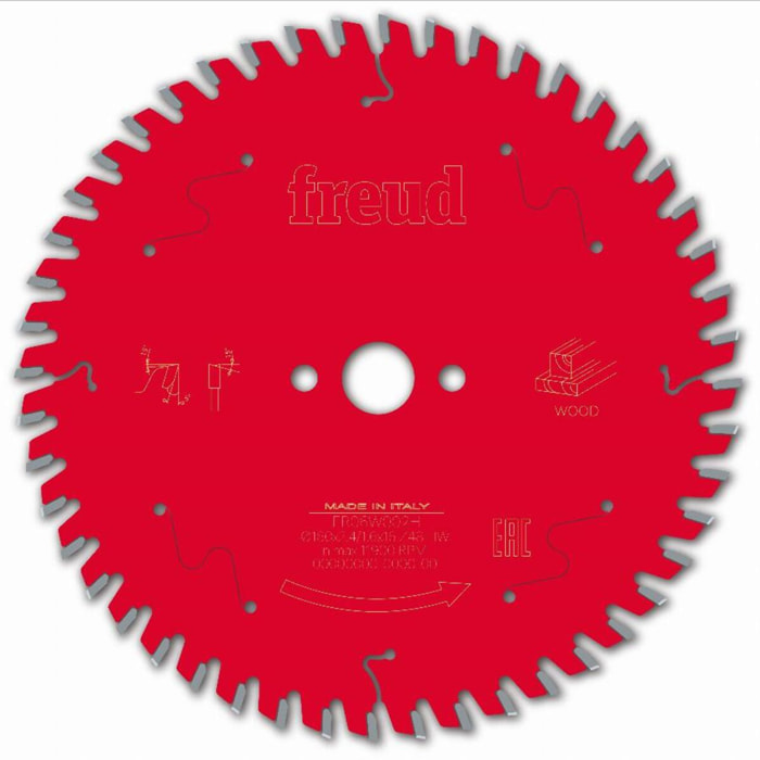 Lame pour scie circulaire portative FREUD - Ø160 2,4/1,6 AL16 Z48 BA 5° - F03FS09674 -FR06W002H