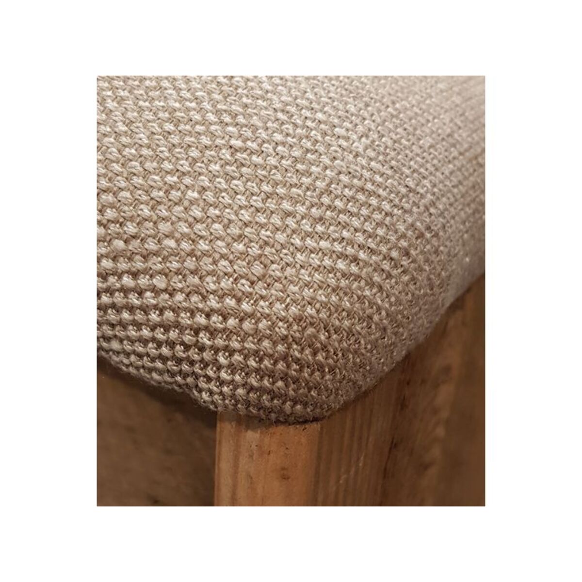 Tabouret trapèze en bois de pin recyclé & tissu beige - ORIGIN