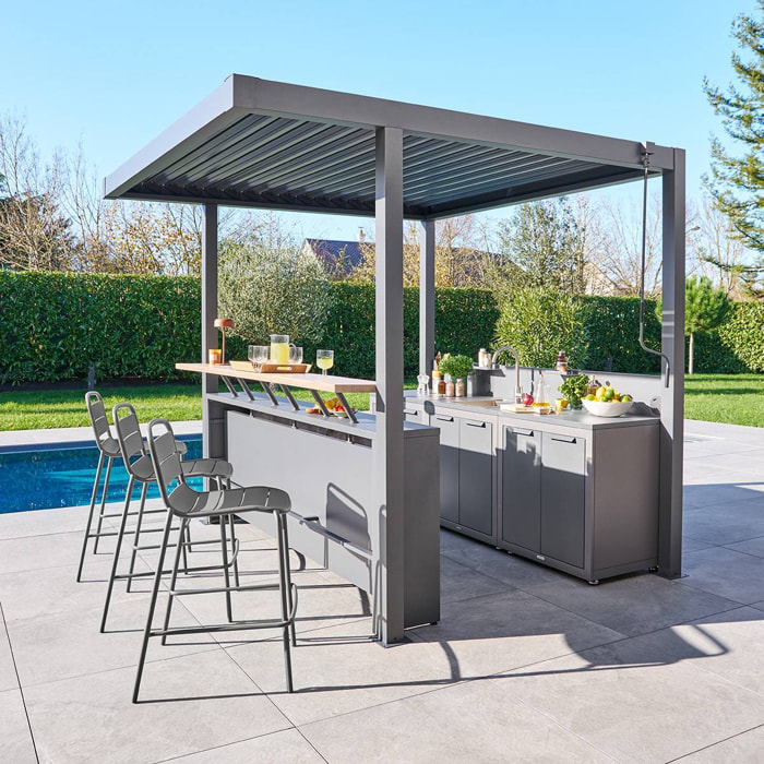 Set complet de cuisine d'été Oxyana avec évier, pergola, bar