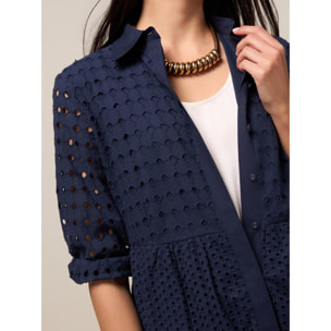 Oltre - Blusa de encaje bordado - Azul