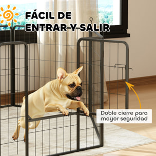 Parque para Perros de 6 Paneles de 80 cm de Altura, Vallas para Perros de Acero Plegable, con Puerta, para Interior y Exterior, Negro