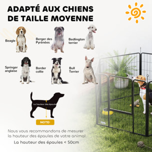 Parc enclos chien modulable pliable 6 panneaux H.80cm porte verrouillable acier époxy noir