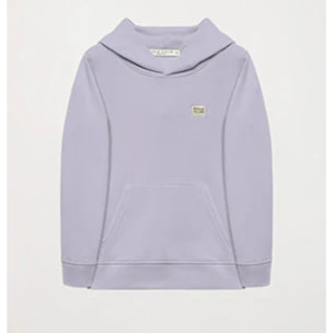 Sudadera orgánica de capucha y bolsillos lavanda Neutrals kids con logo