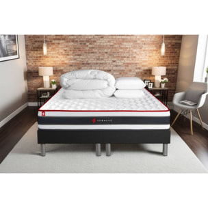 Pack matelas ENERGY + sommiers noir + Couette + 2 oreillers