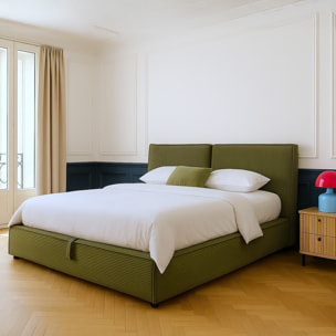 Lit coffre avec tête de lit en velours côtelé - ARNO