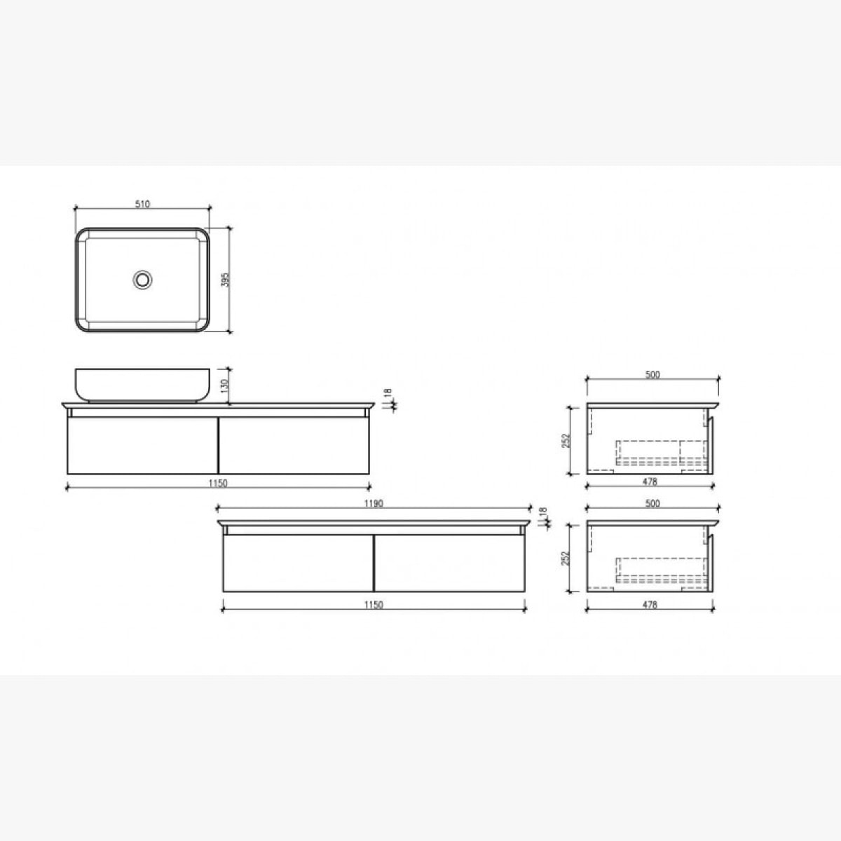 Meuble vasque 120 cm noir mat Aquacera