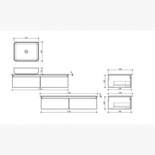 Meuble vasque 120 cm noir mat Aquacera