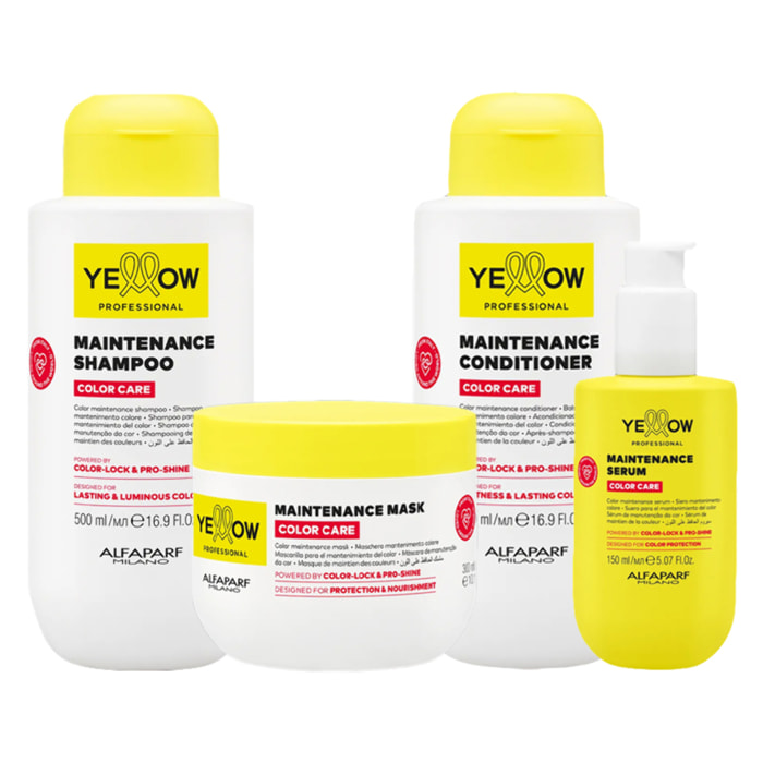 ALFAPARF Yellow Kit Color Care Maintenance Shampoo 500ml + Mask 300ml + Conditioner 500ml + Serum 150ml