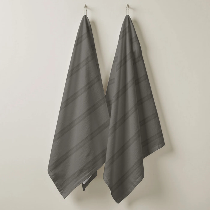 Lot de 2 torchons de cuisine 100% coton Nua Marron foncÃ©