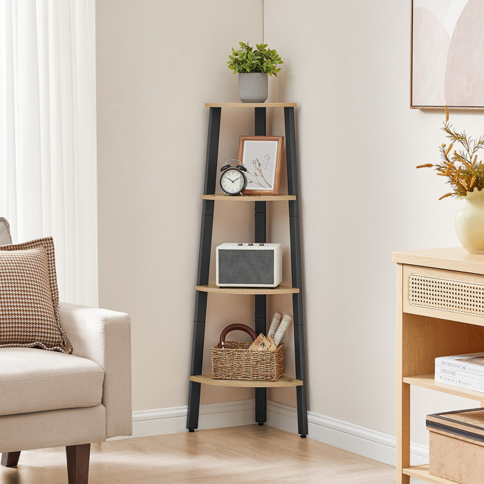 Libreria angolare Industrial Artisan con 4 ripiani