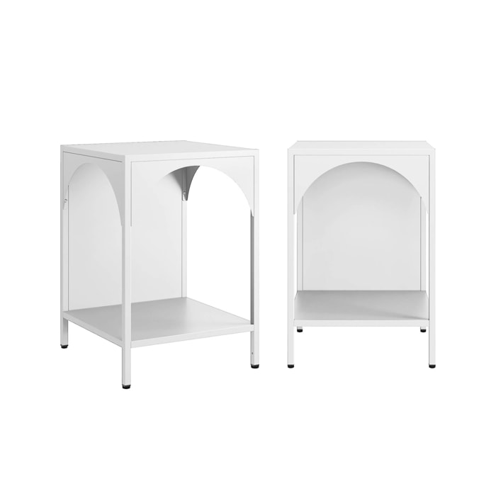 Lot de 2 tables de chevet. tables d'appoint en acier style industriel. blanc. L 35 x l 35 x H 51cm