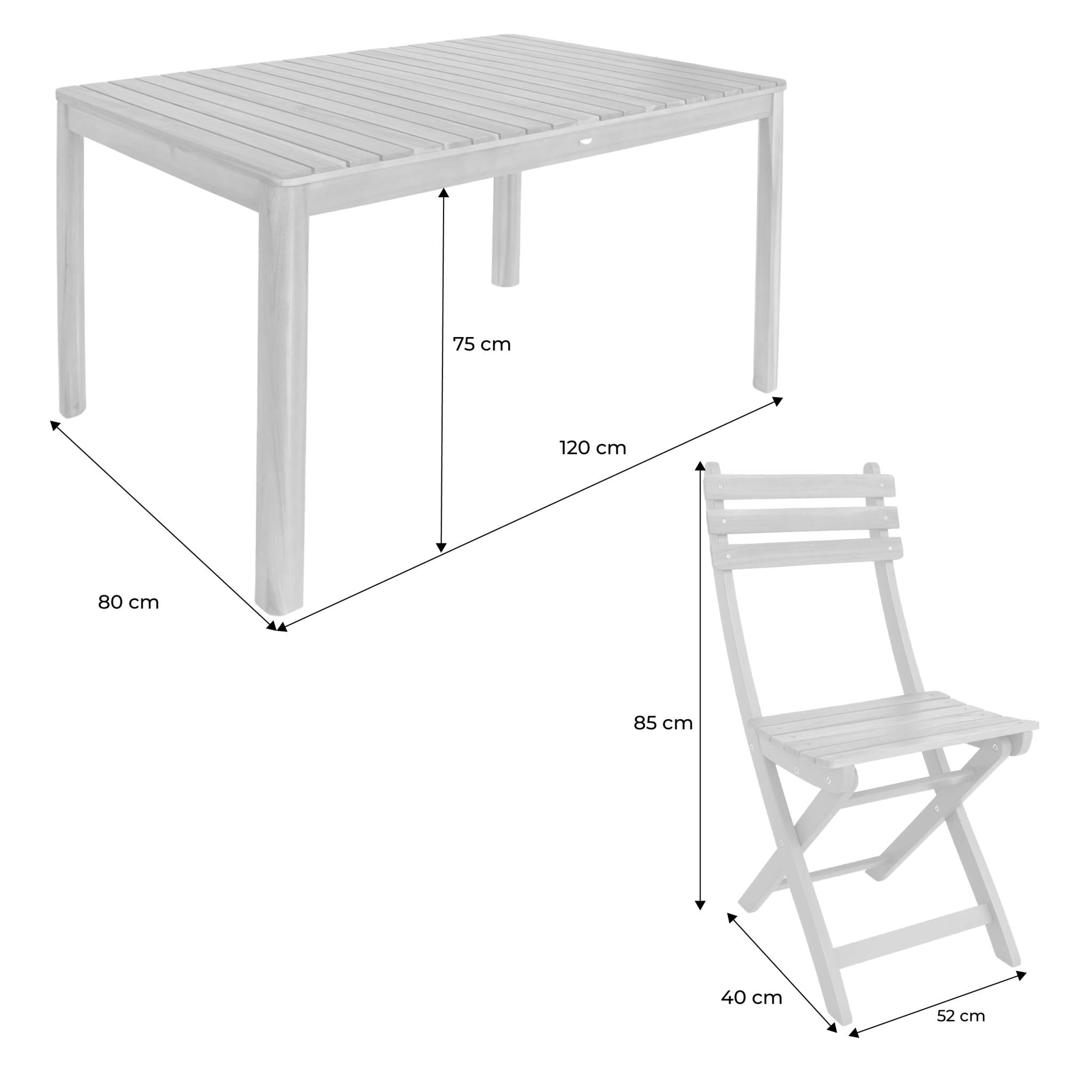 Table de jardin bois d'acacia + 6 assises CALENA + SENORA
