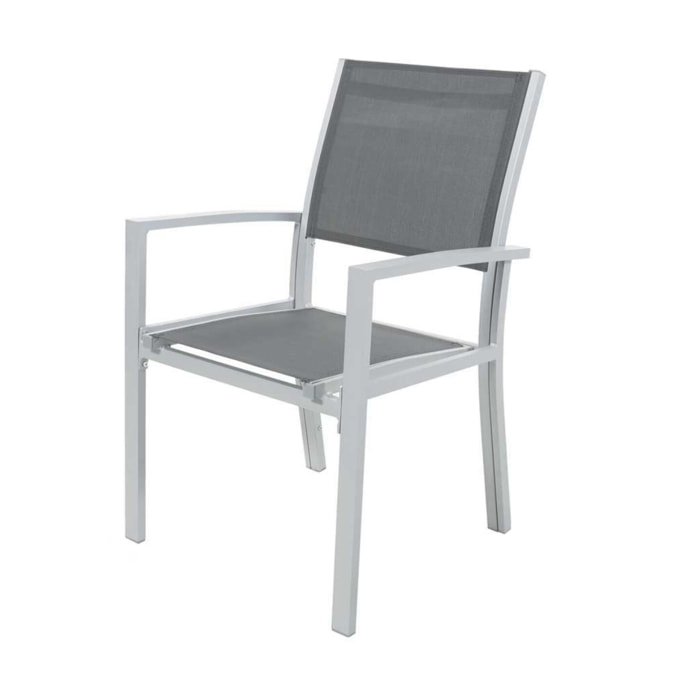 Fauteuil jardin Alu/Textilène "Tropic" - Phoenix - Gris foncé - Lot de 2