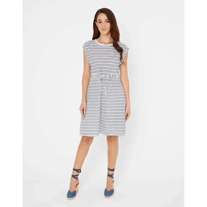 Vestido Corto Algodón de Rayas Azul Marino - Furia