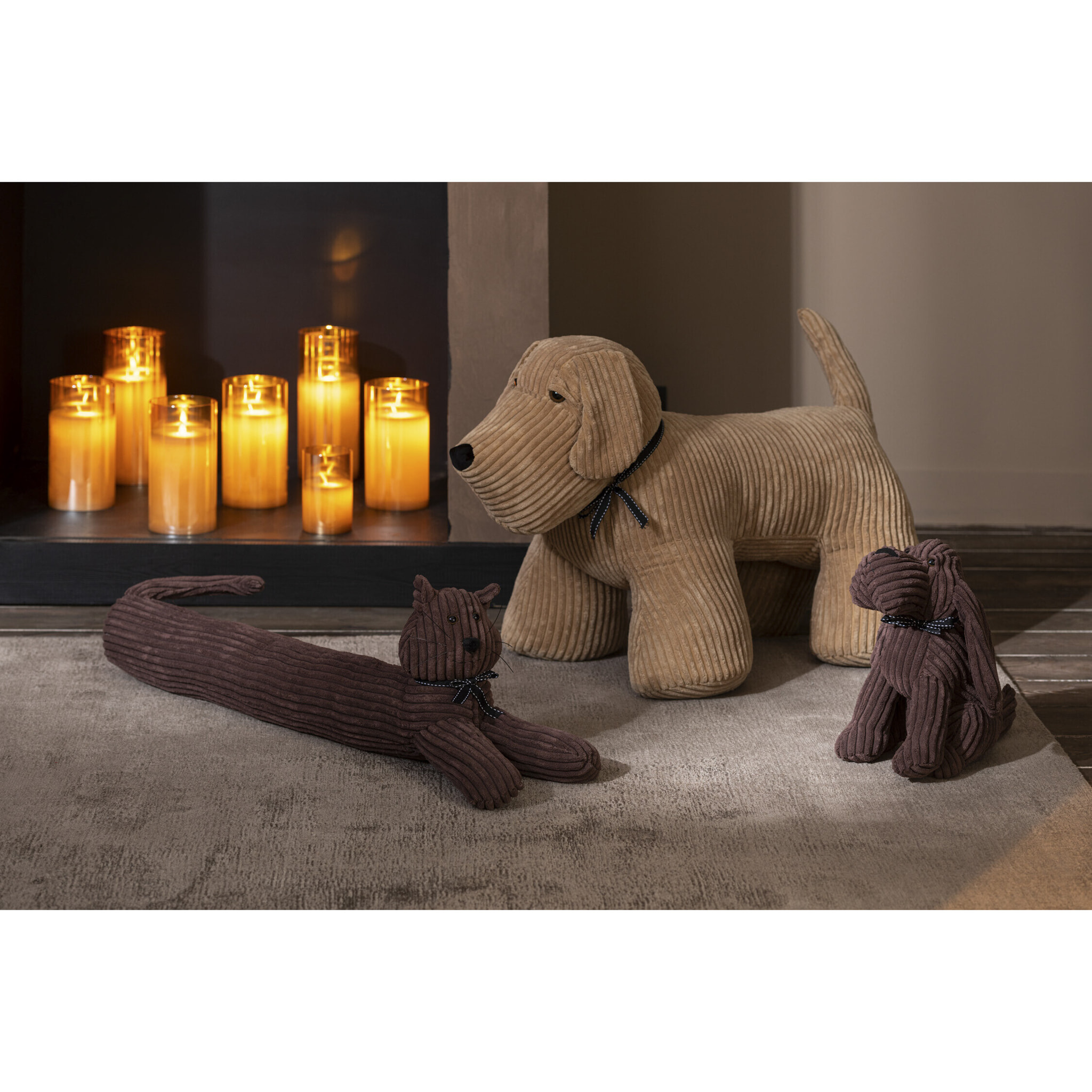 J-Line boudin De Porte Chien/Chat Ligne - textile - marron - 2 pcs