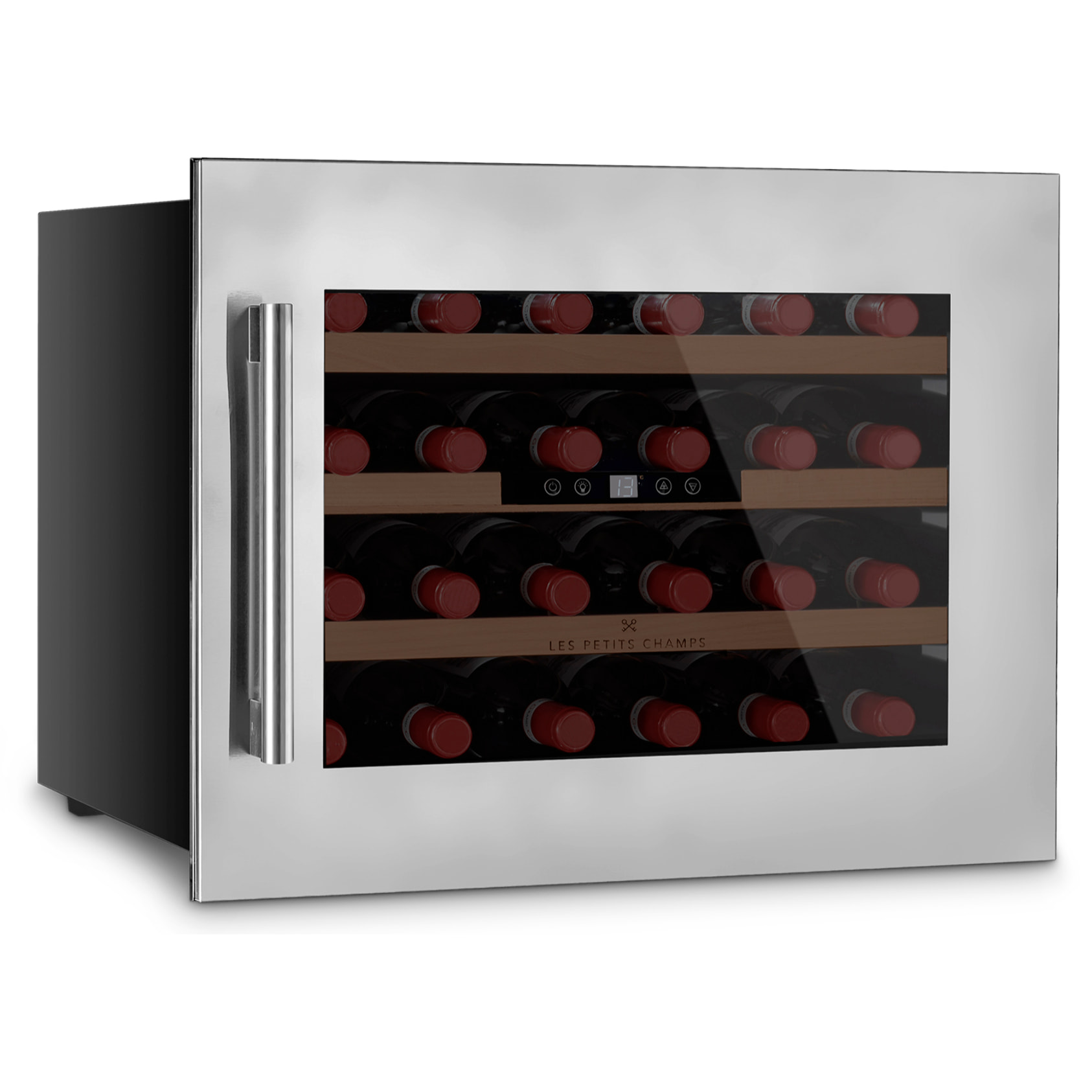Les Petits Champs 24 botellas CAVCI24 57L, puerta de acero inoxidable anti-UV, sistema termodinámico, ajuste de 5 °C a 22 °C, silencioso, iluminación, 3 estantes