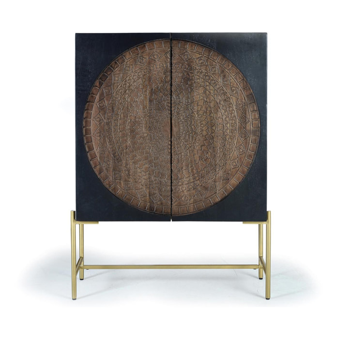 Alacena de Madera de Mango 100 Cm Estilo Rústico Étnico