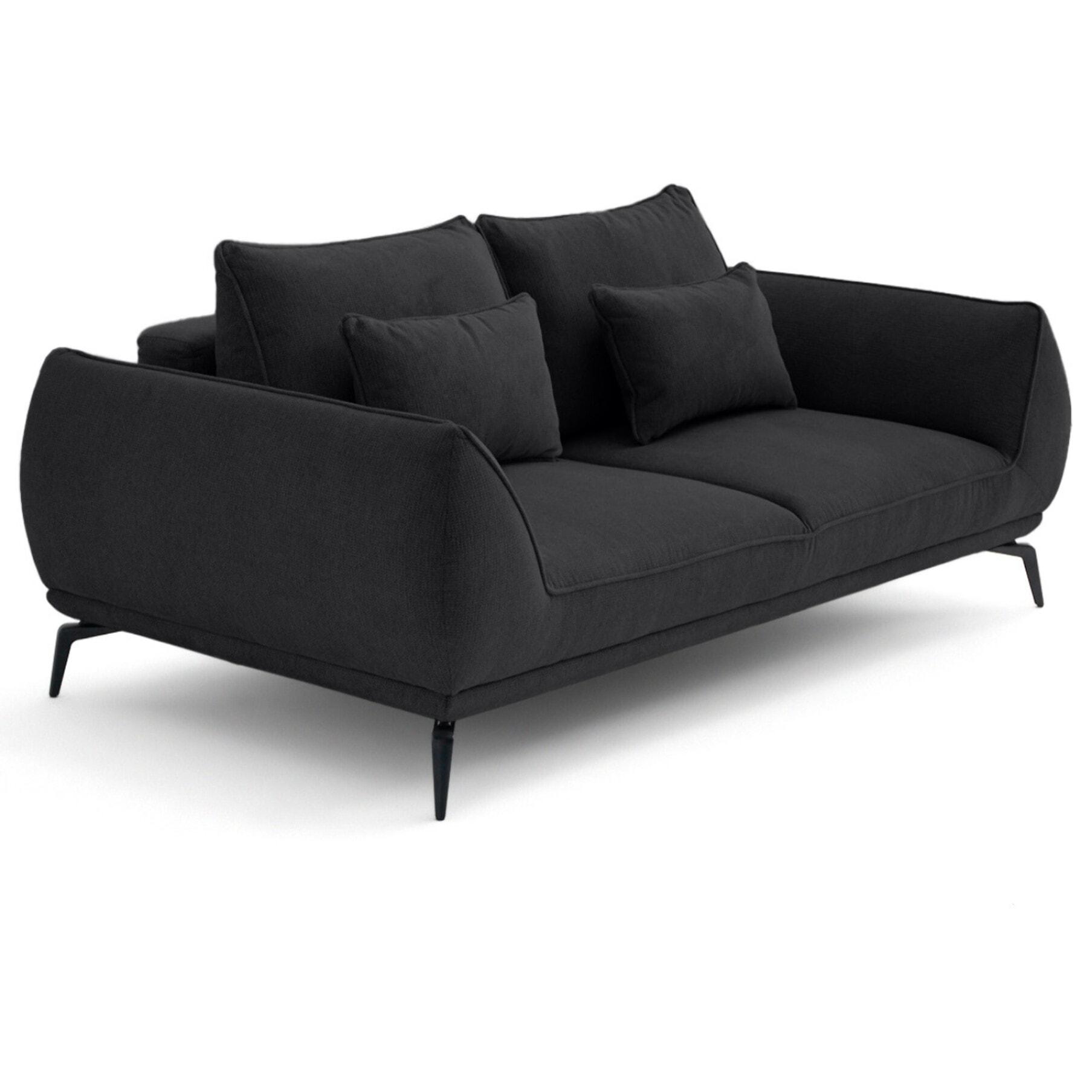 Arica - canapé droit 2 places en tissu texturé - Noir