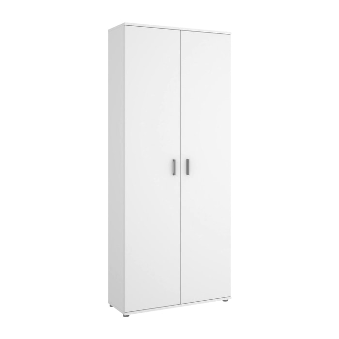 Armadio multiuso Forcola, Mobile multifunzione portascope, Guardaroba a 2 ante, 78x35h190 cm, Bianco