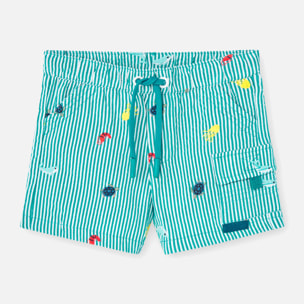 Bermudas niÃ±o, popelÃ­n, estampado, verde agua