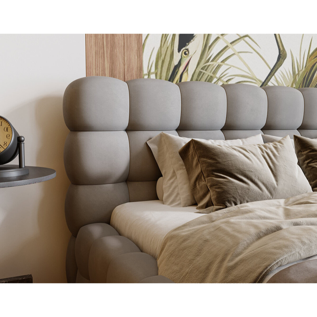 Darling - lit coffre - 140x200 cm - sommier inclus - en velours - Gris