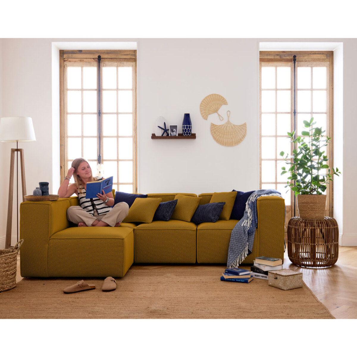 Arty - module d'assise droit - en tissu mailles 3D - Jaune