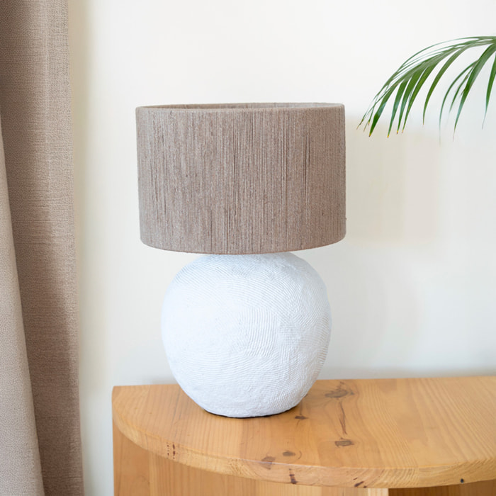 Lampe en jute et papier blanc - Nina