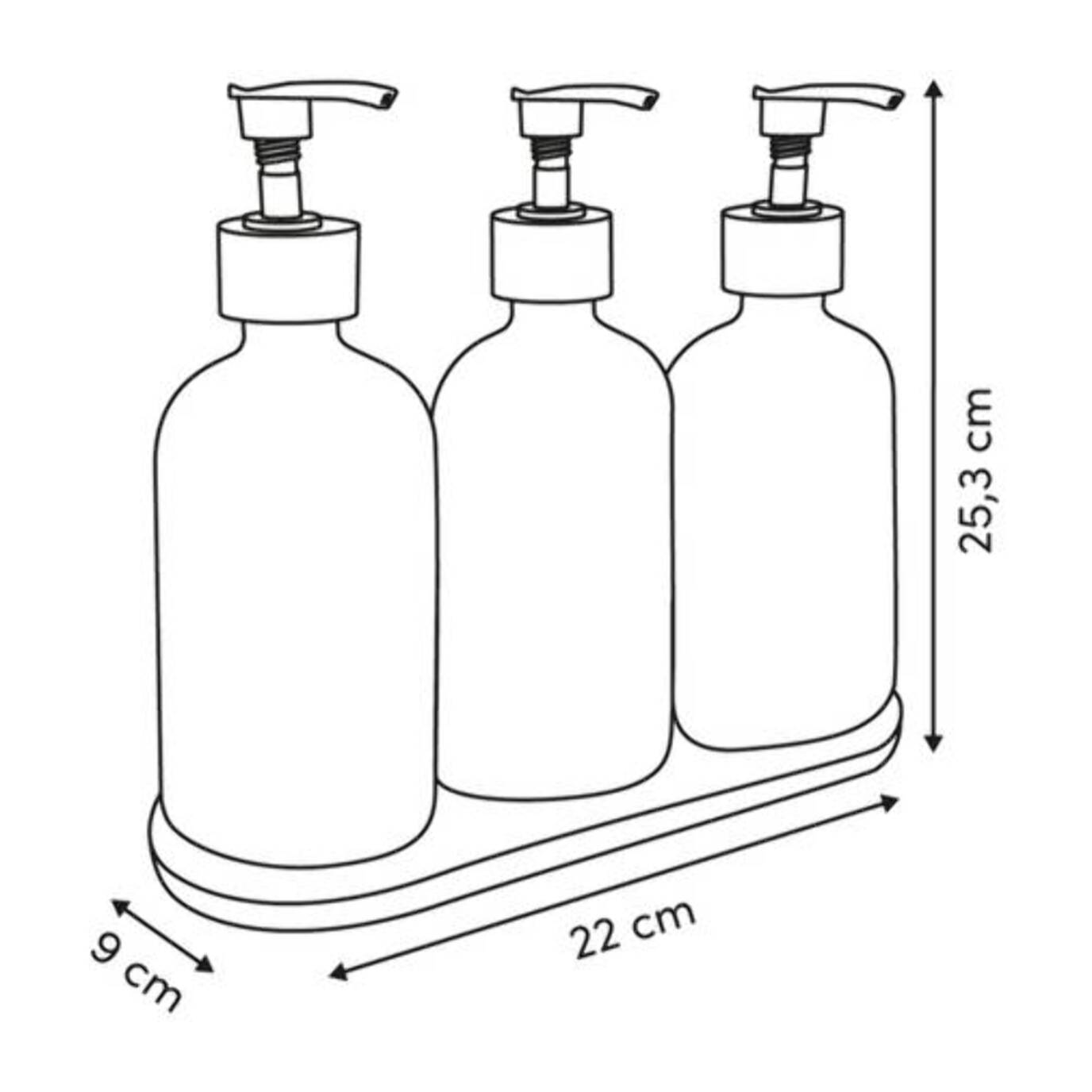 Lot de 3 distributeurs de savon 500 ml avec plateau bambou