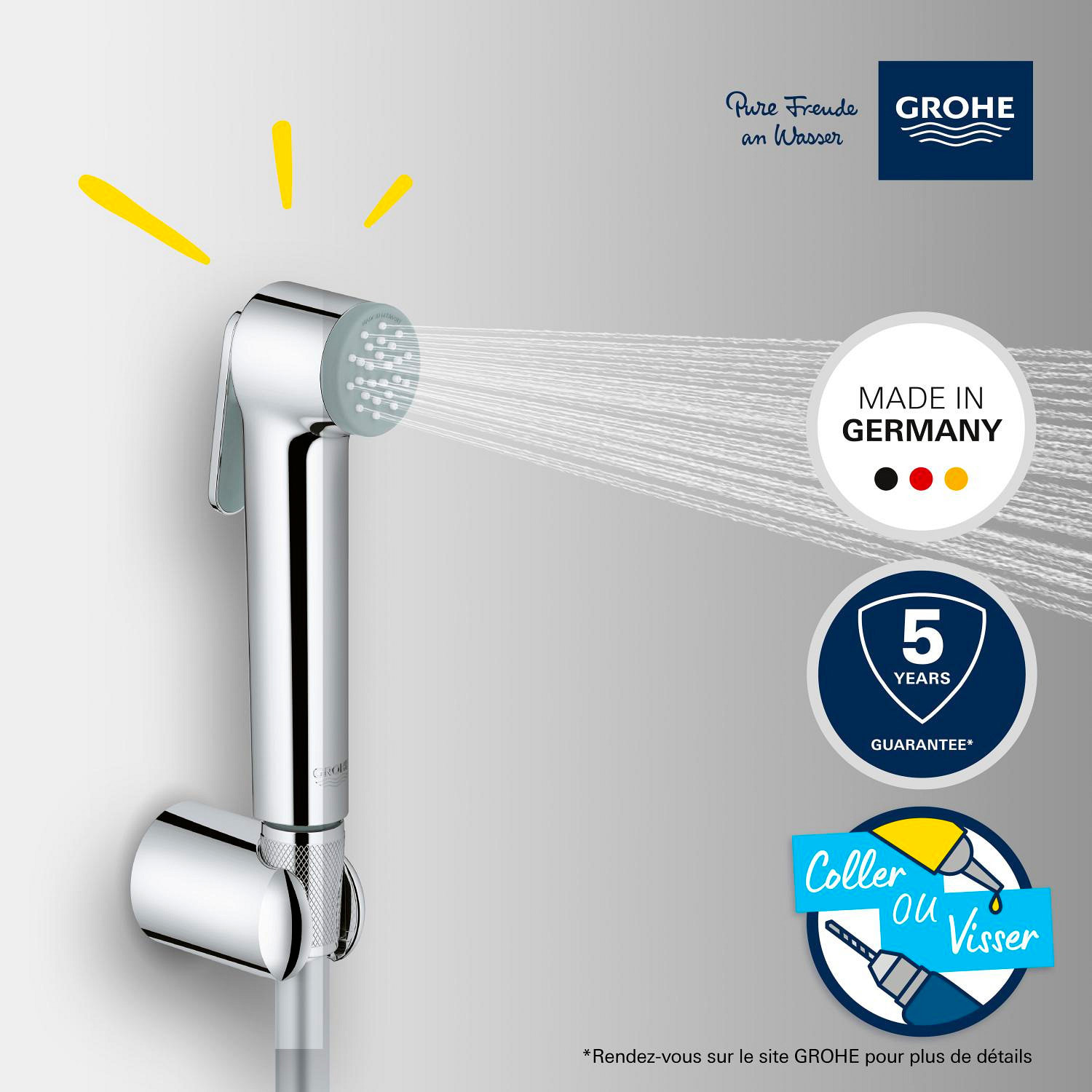 GROHE Vitalio Trigger Spray 30 Ensemble de douche 1 jet avec support mural Chromé